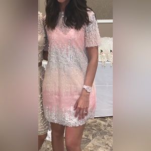 BRAND: Zara. Size: Small. Pink and white sequin dress.